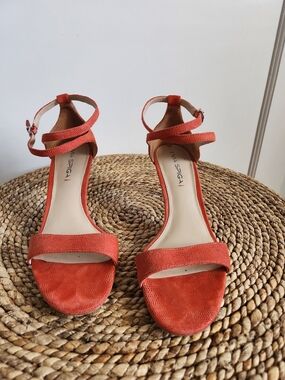 Via Spiga Coral-Red Ankle Strap Sandals